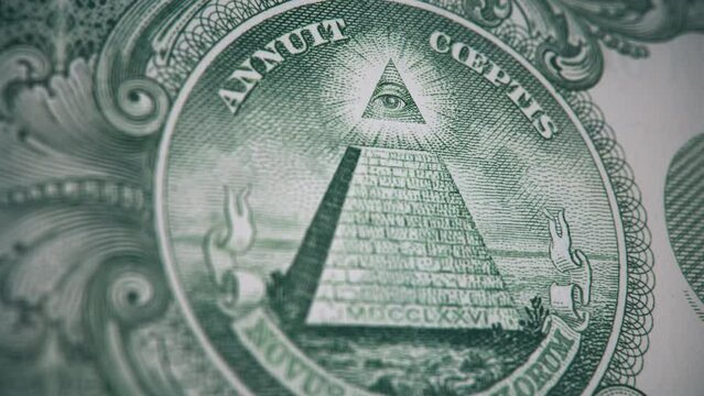 US One Dollar Bill All Seeing Eye Recession Conspiracy Concept
