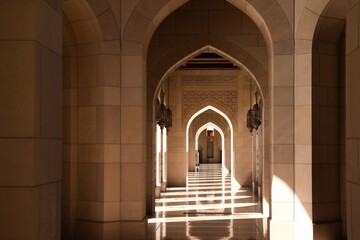 Stunning Islamic architecture in Sultan Qaboos Mosque, Muscat, Oman