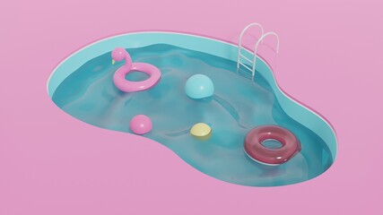 3d pink pool