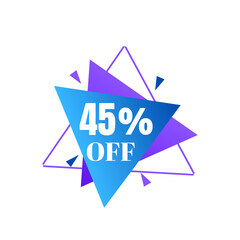 45% percent discount online, with blue and purple triangle shaped design, vector illustration 