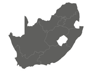 Vector blank map of South Africa with provinces and administrative divisions. Editable and clearly labeled layers.