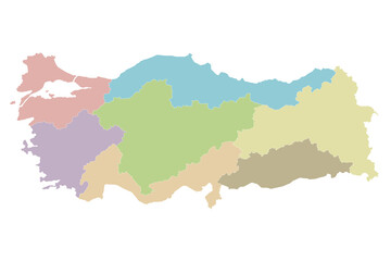 Fototapeta na wymiar Vector blank map of Turkey with regions and geographical divisions. Editable and clearly labeled layers.