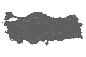 Obraz premium Vector blank map of Turkey with regions and geographical divisions. Editable and clearly labeled layers.