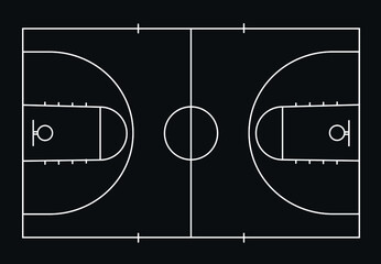 Fototapeta premium Vector illustration of a basketball court and all court markings
