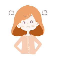 手を後ろで組んで怒っている様子の女の子のイラスト