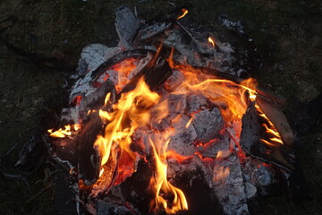 smoldering fire from burning trash - obrazy, fototapety, plakaty