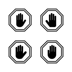 Obraz premium Stop icon vector. stop road sign. hand stop sign and symbol. Do not enter stop red sign with hand