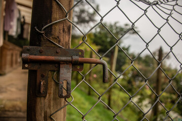 old rusty lock gate door