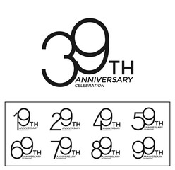 set of anniversary logotype black flat color special edition on white background for celebration