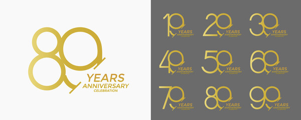set of anniversary logo style golden color can be use for special event and celebration moment