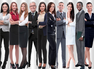 Obraz premium in full growth. modern successful business people.