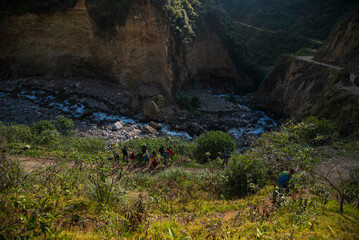 Camino inca en la ciudad de Machupicchu, Cusco, Perú.