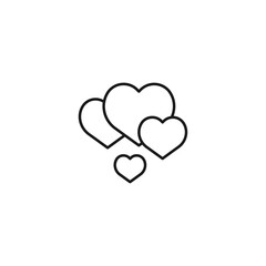 Social media concept. Vector symbol drawn with black thin line. Editable stroke. Suitable for articles, web sites etc. Line icon of hearts