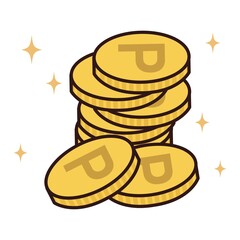 キラキラ光るポイント金貨のイラスト