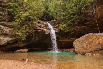 Cascading waterfall stream in Hocking Hills State Park, Ohio.  