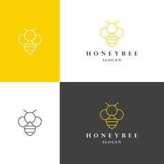 Honey bee logo icon flat design template 