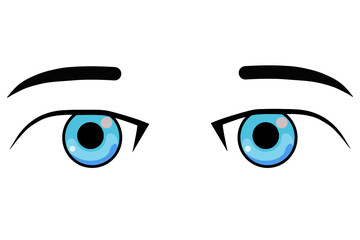 cute cartoon eyes Collection of cartoon eyes with a variety of emotions Japanese faces of male and female characters. Cartoon eyes. For shirt screen work. Vector illustration on a white background.