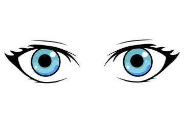 cute cartoon eyes Collection of cartoon eyes with a variety of emotions Japanese faces of male and female characters. Cartoon eyes. For shirt screen work. Vector illustration on a white background.