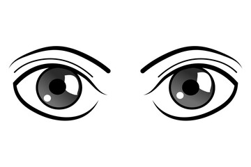 cute cartoon eyes Collection of cartoon eyes with a variety of emotions Japanese faces of male and female characters. Cartoon eyes. For shirt screen work. Vector illustration on a white background.