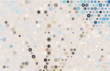 夏の花　細目　ランダムサイズ　淡いグレーとブルー