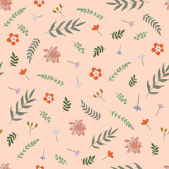 Fototapeta na wymiar flower and orange wreath seamless pattern free vector