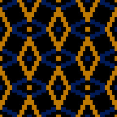 black blue and gold repetitive background. classic geometric ornament. vector seamless pattern. fabric swatch. abstract wrapping paper. continuous print. design element for apparel, textile, cloth,
