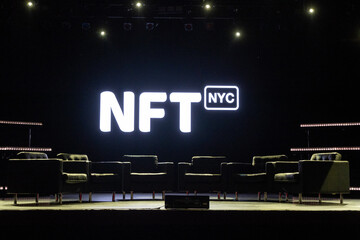 NFT NYC 2022 - Speaker panel chairs on stage