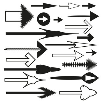 different straight arrows. Set for decorative design. Graphic elements. Vector illustration. stock image. 