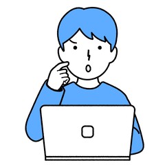 パソコンを使う男の子/わからない