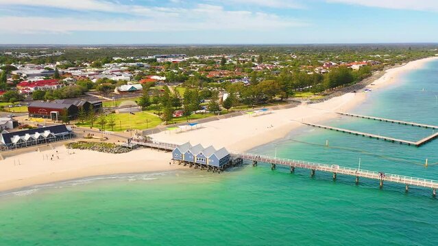 Beautiful aerial image of Busselton Jetty and ocean, Perth, Western Australia