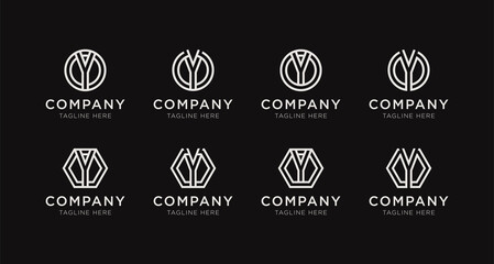 Set of letter Y monogram logo design bundle. The logo can be used for any company business