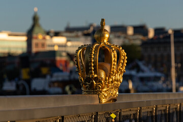 Stockholm, Sweden The Gilded Crown on Skeppsholmsbron, or Skeppsholm bridge.