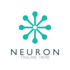 Neuron logo or nerve cell logo design,molecule logo illustration template icon with vector concept