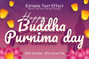Happy Buddha Purnima Day Editable Text Effect 3 Dimension Emboss Cartoon Style