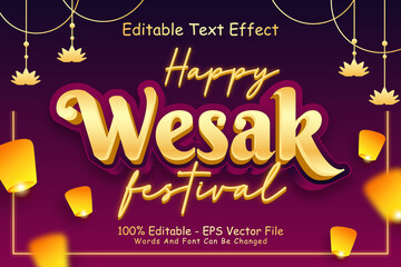 Happy Wesak Festival Editable Text Effect 3 Dimension Emboss Modern Style