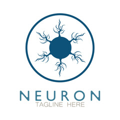 Neuron logo or nerve cell logo design,molecule logo illustration template icon with vector concept