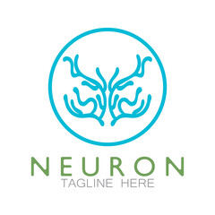 Neuron logo or nerve cell logo design,molecule logo illustration template icon with vector concept