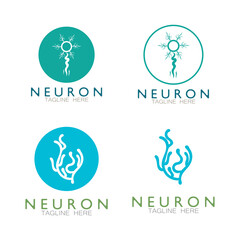 Neuron logo or nerve cell logo design,molecule logo illustration template icon with vector concept