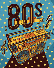 80s disco - music boombox design