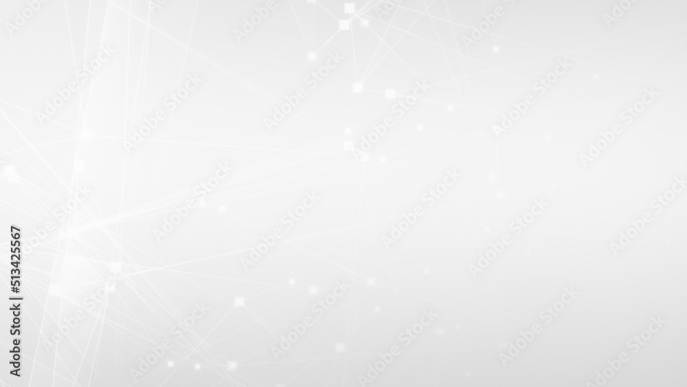 Wall mural abstract white gray polygon tech network with connect technology background. abstract dots and lines