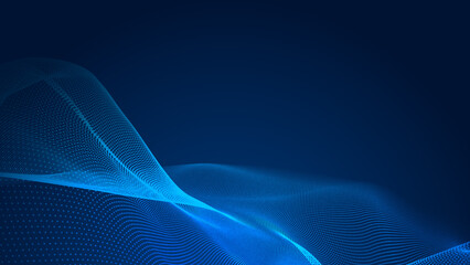 Abstract dot white blue wave gradient texture technology background.