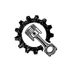 Repair Service. Gears, wrenches and pistons. Auto emblem.