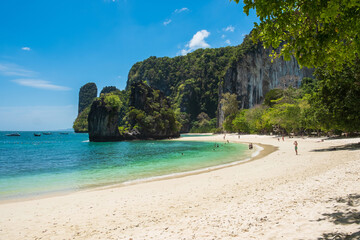 Beautiful beach on Hong island, Krabi, Thailand. landmark, destination Southeast Asia Travel, vacation , tropical and holiday concept