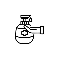 Hand press sanitizer alcohol gel bottle to cleaning disinfection and washing flat icon vector background