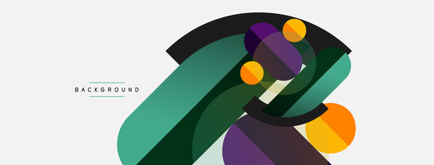 Geometric shapes composition abstract background. Circles lines and rectangles. Vector illustration for wallpaper banner background or landing page