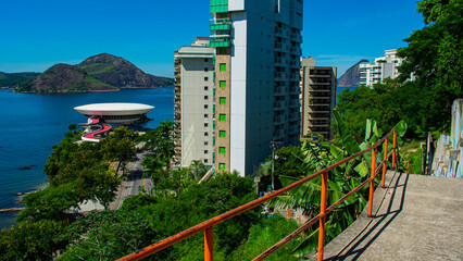 The Museum of Contemporary Art is a project by brazilian architect Oscar Niemeyer, in Niterói -...