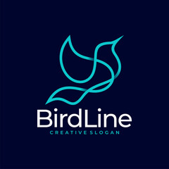 Bird Line Logo Design Vector Template