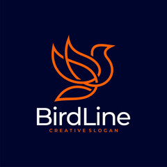 Bird Line Logo Design Vector Template