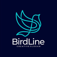 Bird Line Logo Design Vector Template