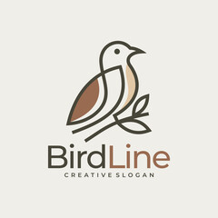 Fototapeta na wymiar Bird Line Logo Design Vector Template